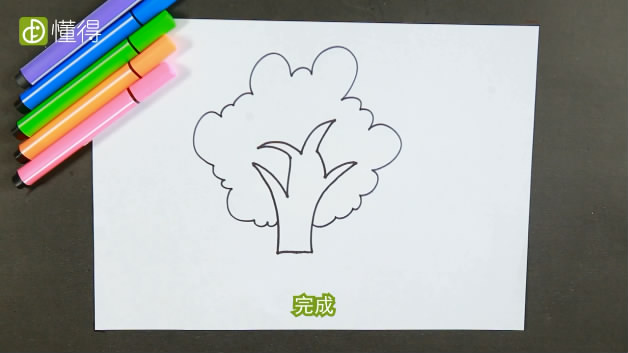 简笔画：大树-再用波浪线画出树的外轮廓即可