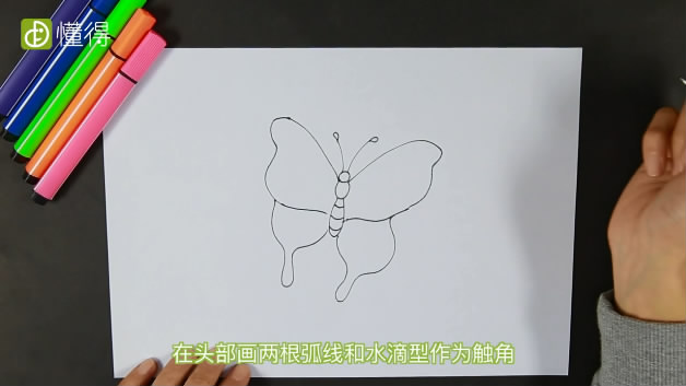 蝴蝶简笔画-画出蝴蝶的翅膀和触角
