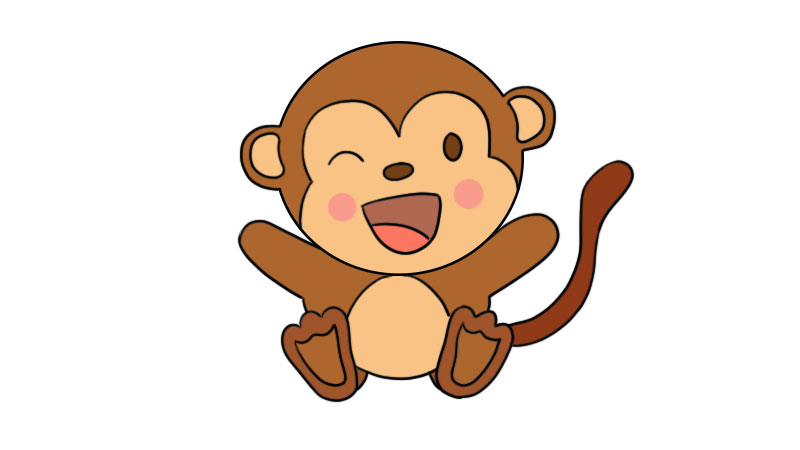 小猴简笔画可爱彩色图片