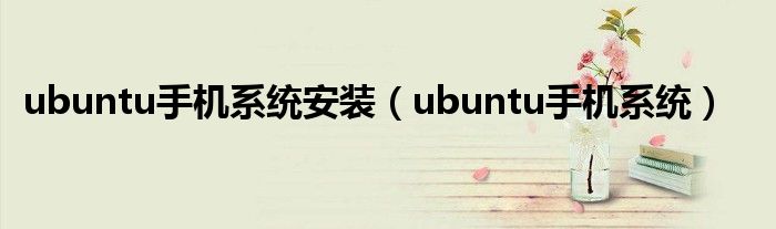 ubuntu手机系统安装（ubuntu手机系统）