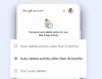 谷歌默认将新用户的自动删除活动选项设置为18个月