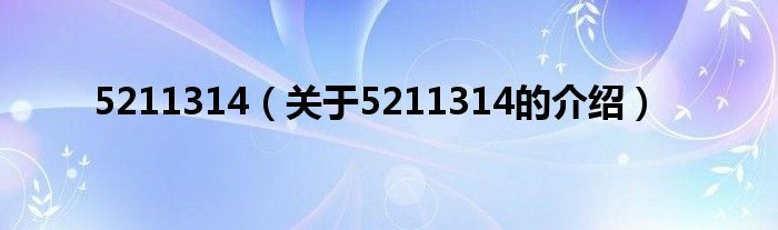 5211314（关于5211314的介绍）