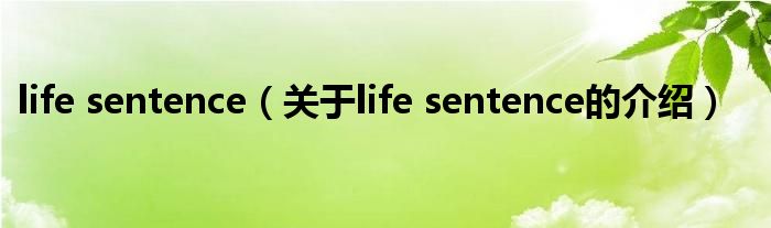 life sentence（关于life sentence的介绍）