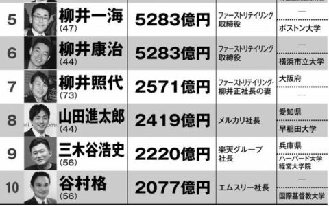 2022日本十大富豪排行榜(2022日本十大富豪排行榜)