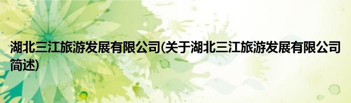 湖北三江旅游发展有限公司(关于湖北三江旅游发展有限公司简述)
